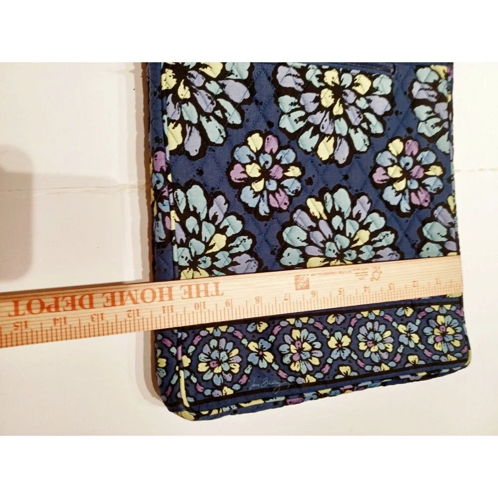 Vera Bradley Padded Laptop Travel Tote Shoulder Bag Indigo Pop Floral Print